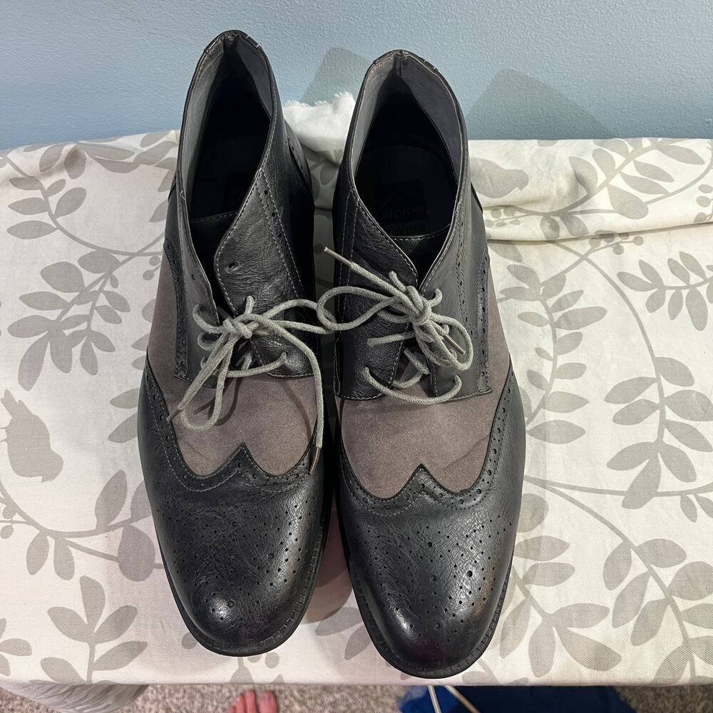 Alpine Swiss Geneva Chukka Boots Mens 14 Gray Black Wingtip Brogue LaceUp Oxford - Picture 6 of 10